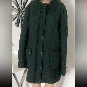 Lauren Ralph Lauren Dark Green Quilted Utility Jacket,used once size L